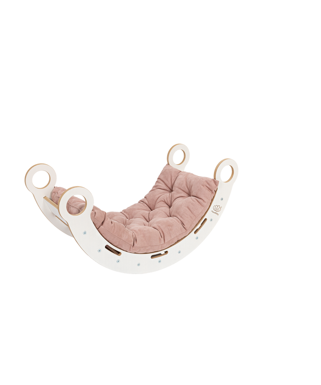 Witte houten droomwip met kussen, glijbaan en ladder - Medium-mercibeaucoupp.eu