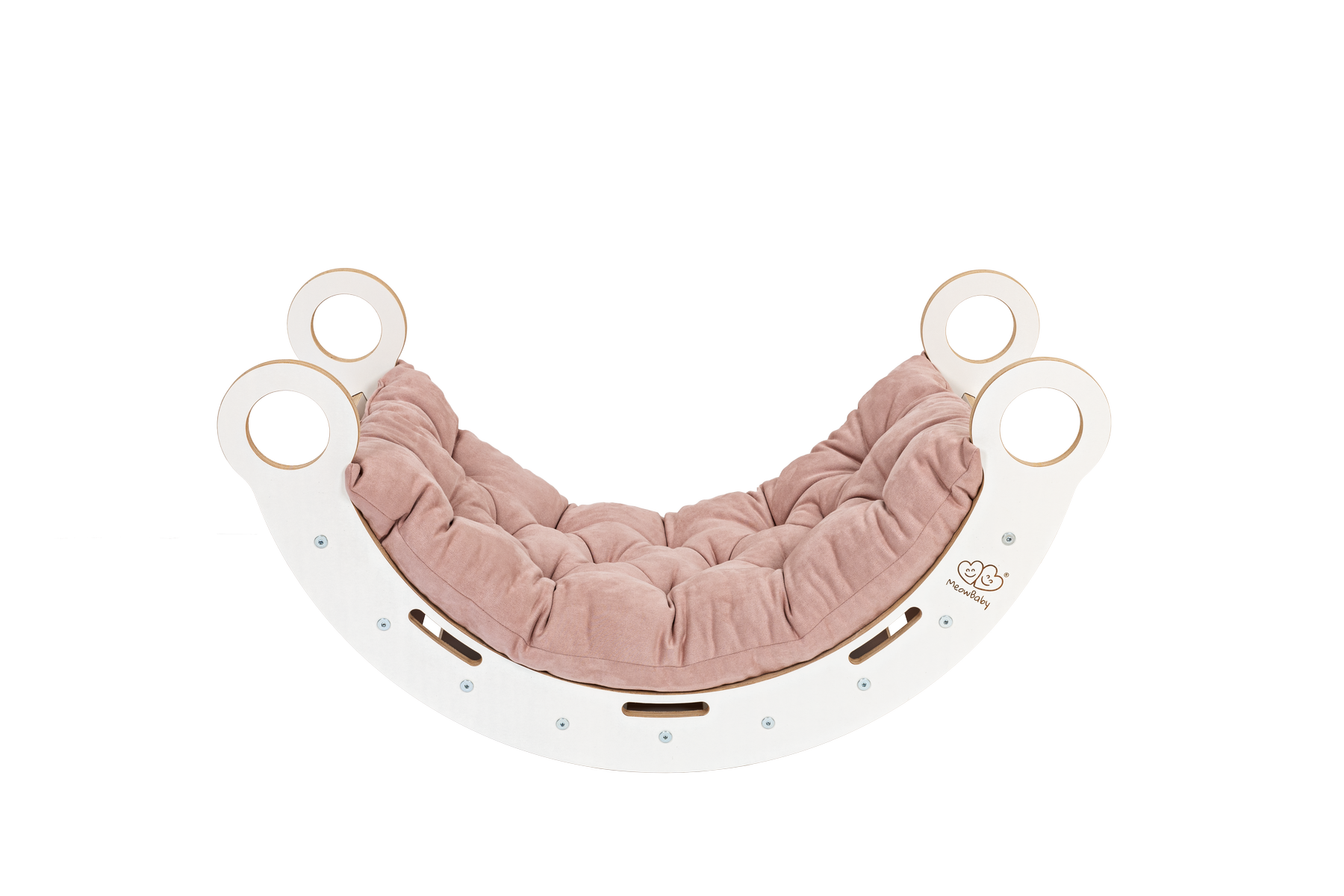 Witte houten droomwip met kussen en glijbaan - Klein-mercibeaucoupp.eu