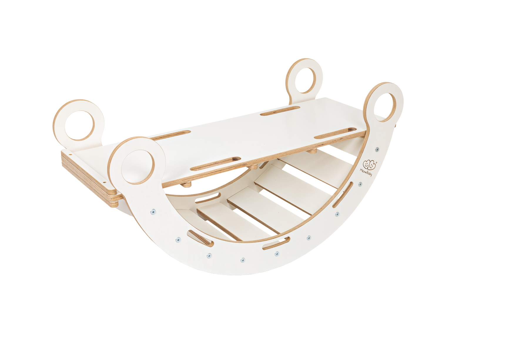 Witte houten droomwip met kussen en glijbaan - Klein-mercibeaucoupp.eu