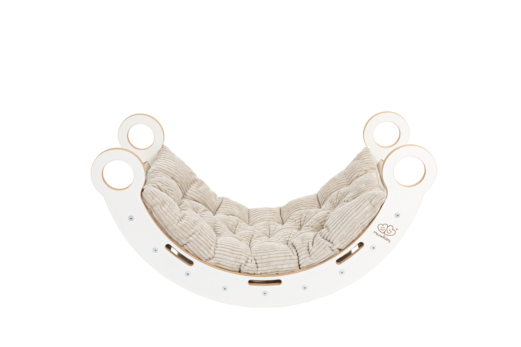 Witte houten droomwip met kussen en glijbaan - Klein-mercibeaucoupp.eu