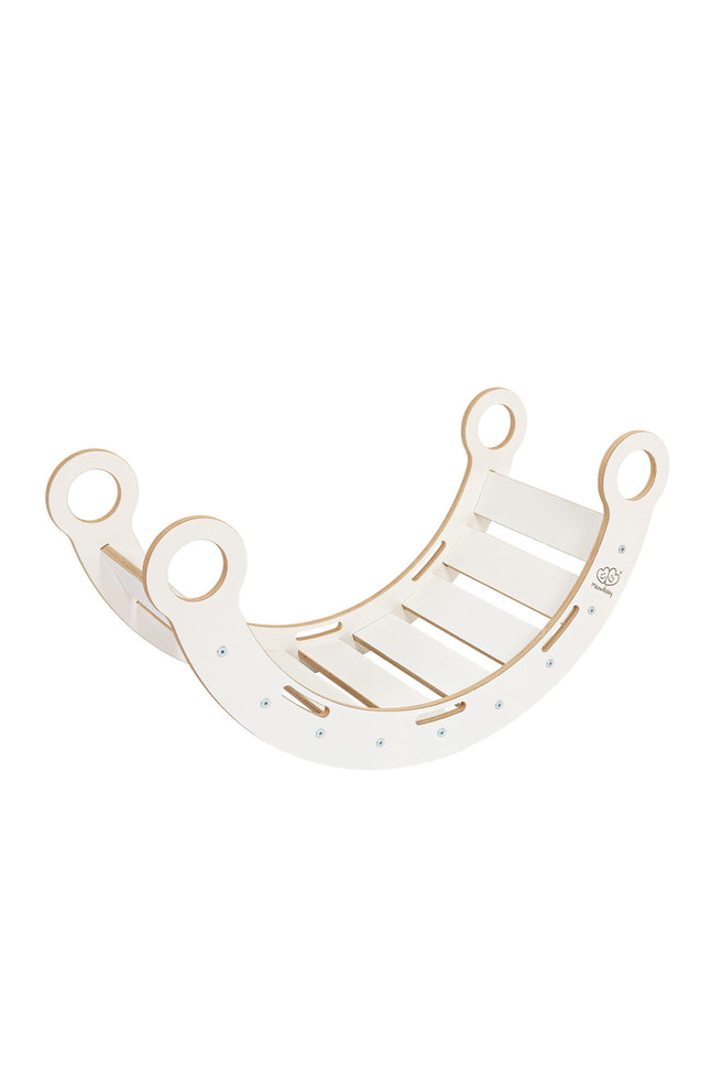 Witte houten droomwip met kussen en glijbaan - Medium-mercibeaucoupp.eu
