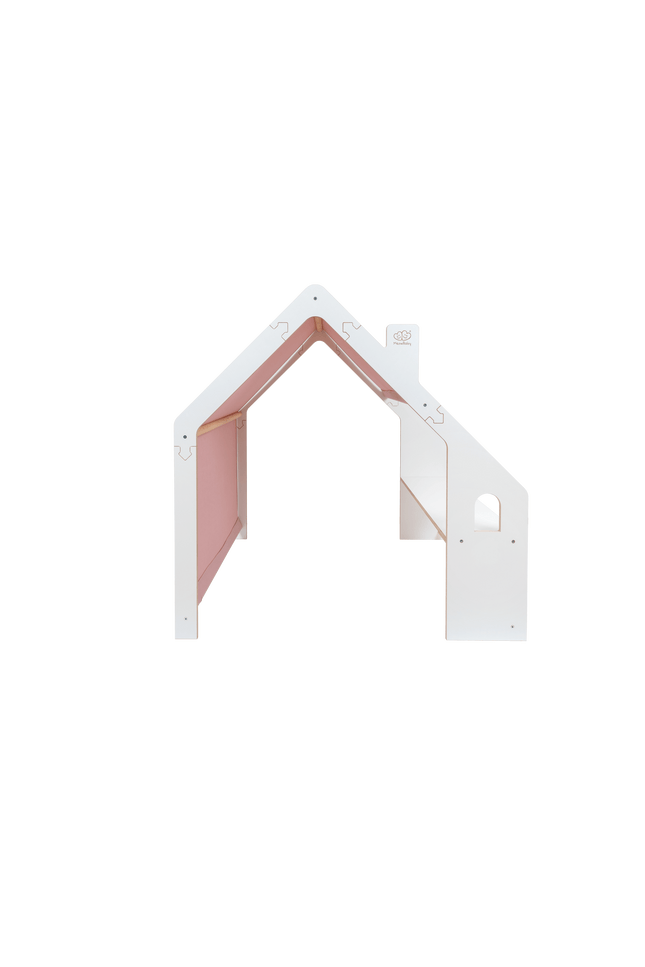MeowBaby® Wit Houten Huis voor Kinderen - Roze Dak-mercibeaucoupp.eu