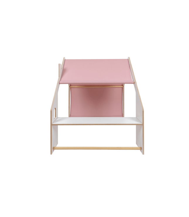 MeowBaby® White Wooden House for Kids - Pink Roof