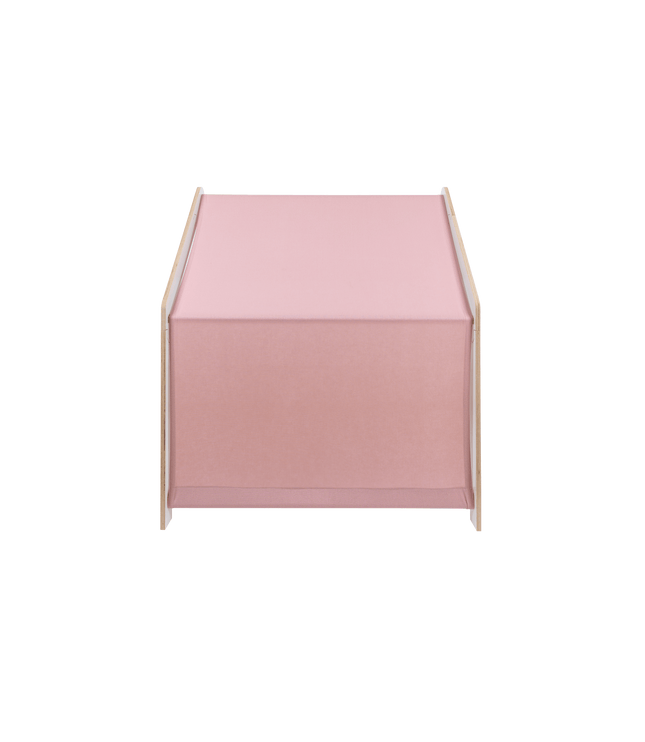 MeowBaby® White Wooden House for Kids - Pink Roof