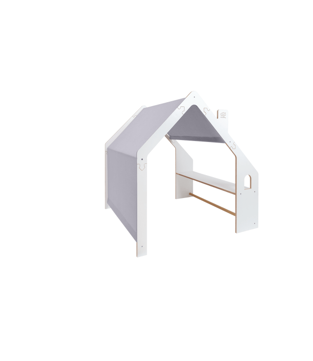 MeowBaby® White Wooden House for Kids - Blue Roof