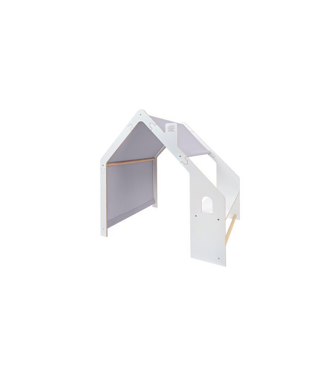 MeowBaby® White Wooden House for Kids - Blue Roof