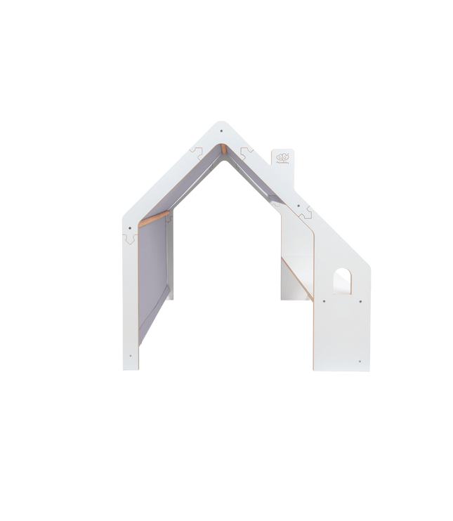 MeowBaby® White Wooden House for Kids - Blue Roof