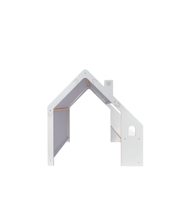 MeowBaby® White Wooden House for Kids - Blue Roof
