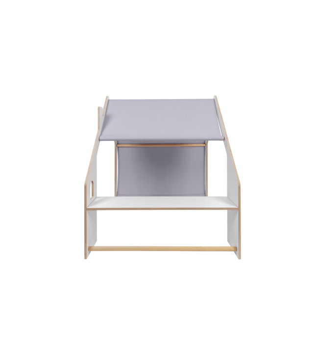 MeowBaby® White Wooden House for Kids - Blue Roof