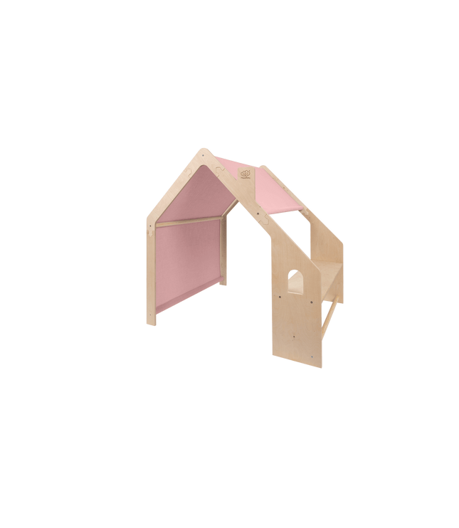 MeowBaby® Natural Wooden House for Kids - Pink Roof