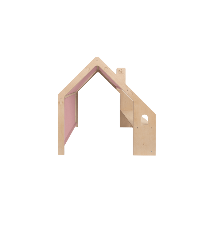 MeowBaby® Natural Wooden House for Kids - Pink Roof