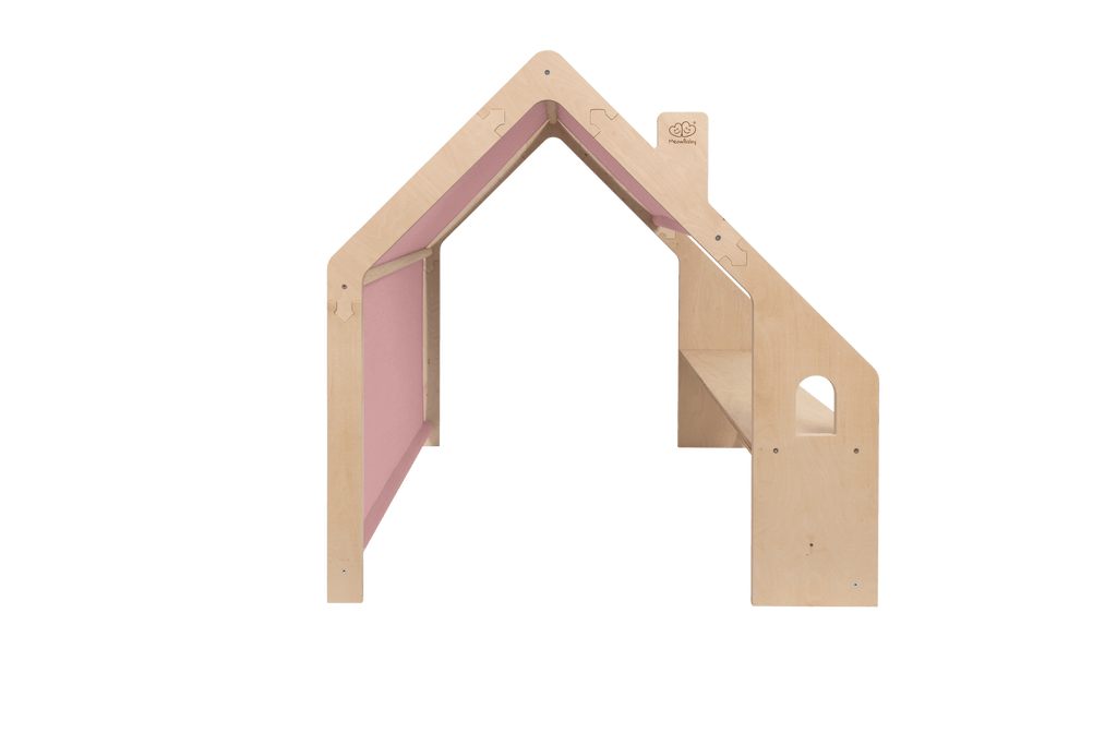 MeowBaby® Natuurlijk Houten Huis voor Kinderen - Roze Dak-mercibeaucoupp.eu