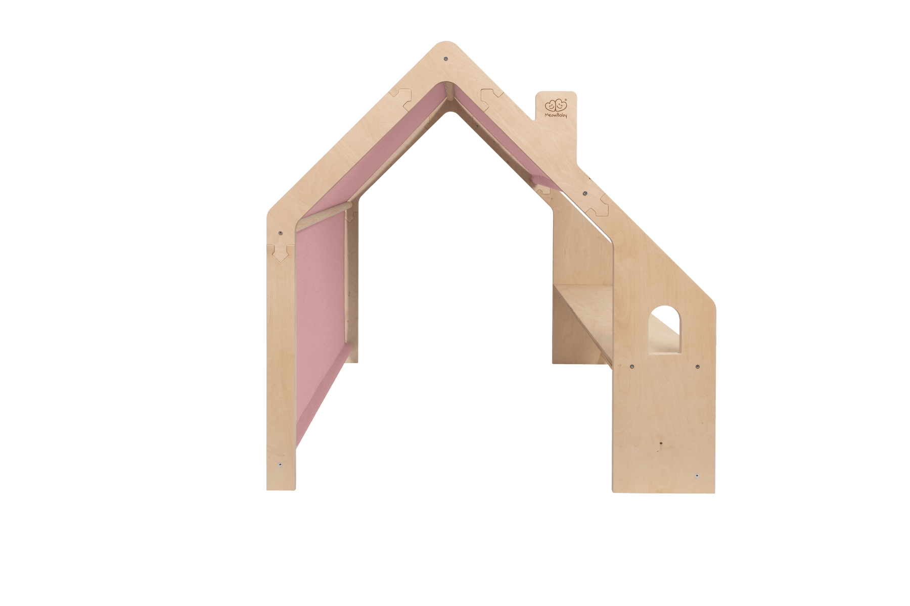 MeowBaby® Natuurlijk Houten Huis voor Kinderen - Roze Dak-mercibeaucoupp.eu