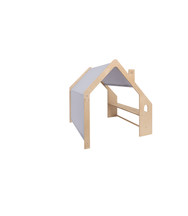 MeowBaby® Natural Wooden House for Kids - Blue Roof