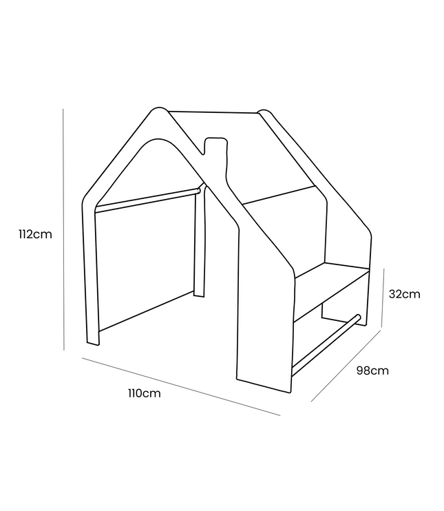 MeowBaby® Natural Wooden House for Kids - Pink Roof