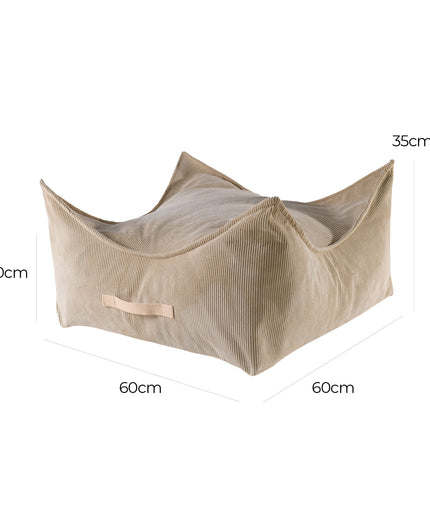 MeowBaby® Pouffe For Children, Square, Corduroy - Sand