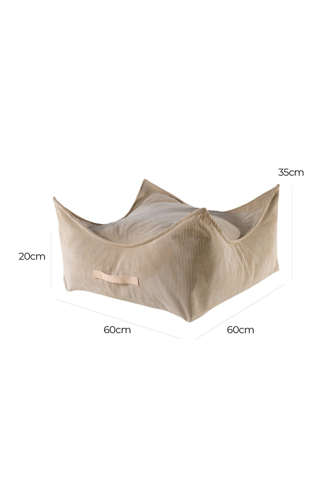 MeowBaby®-poef voor kinderen, vierkant, ribfluweel - zand-mercibeaucoupp.eu