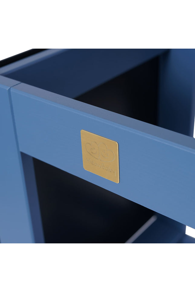 MeowBaby Houten Keukenhulpje voor Kinderen met Bord - Blauw-mercibeaucoupp.eu