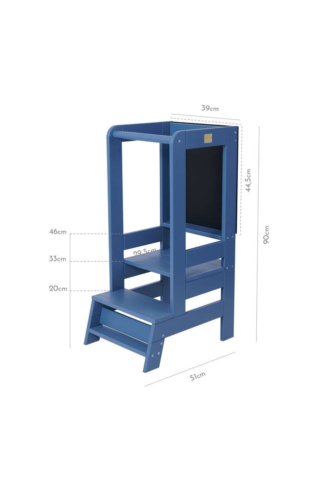 MeowBaby Houten Keukenhulpje voor Kinderen met Bord - Blauw-mercibeaucoupp.eu