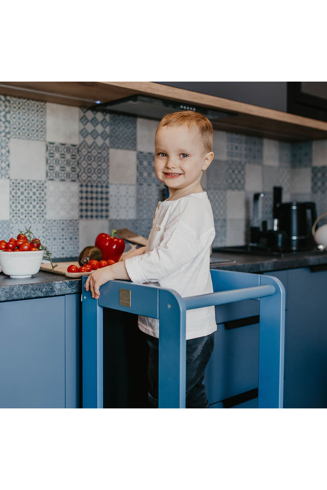 MeowBaby Houten Keukenhulpje voor Kinderen met Bord - Blauw-mercibeaucoupp.eu