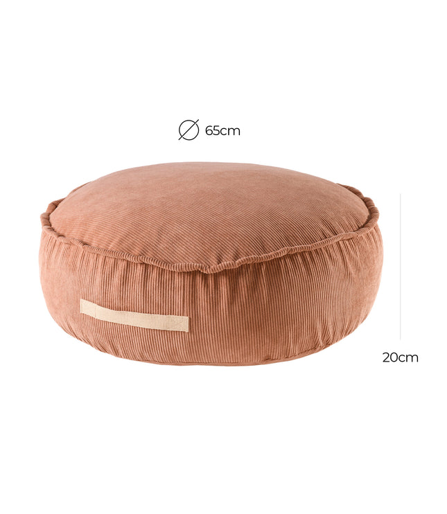 MeowBaby® Corduroy Pouf Round – Designer Seating for Children - Brick