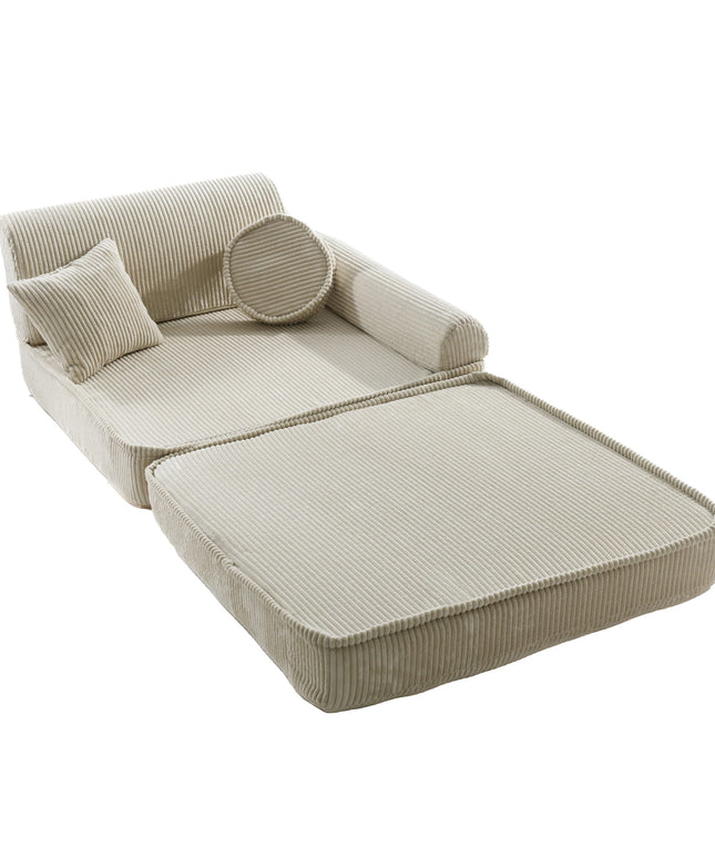 Large Modular Sofa for Kids - Premium Corduroy Ecru