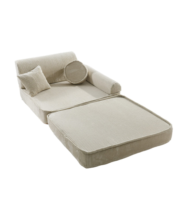 Large Modular Sofa for Kids - Premium Corduroy Ecru