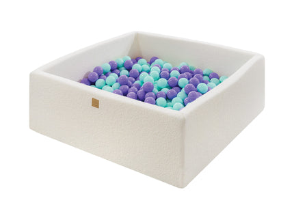 MeowBaby® Boucle White Square Balls Pit 110x110x40cm - 400 Heather Mint Balls