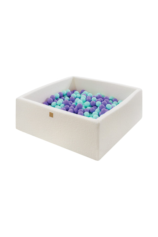 MeowBaby® Boucle Witte Vierkante Ballen Pit 110x110x40cm - 400 Heather Mint Ballen-mercibeaucoupp.eu