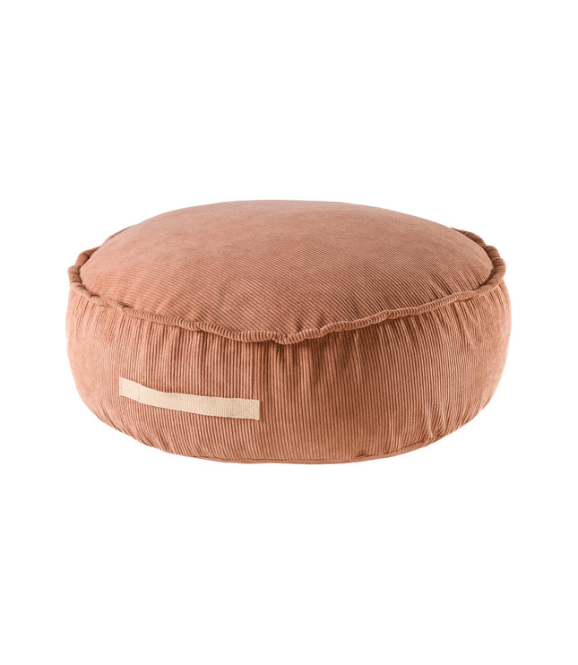 MeowBaby® Corduroy Pouf Round – Designer Seating for Children - Brick