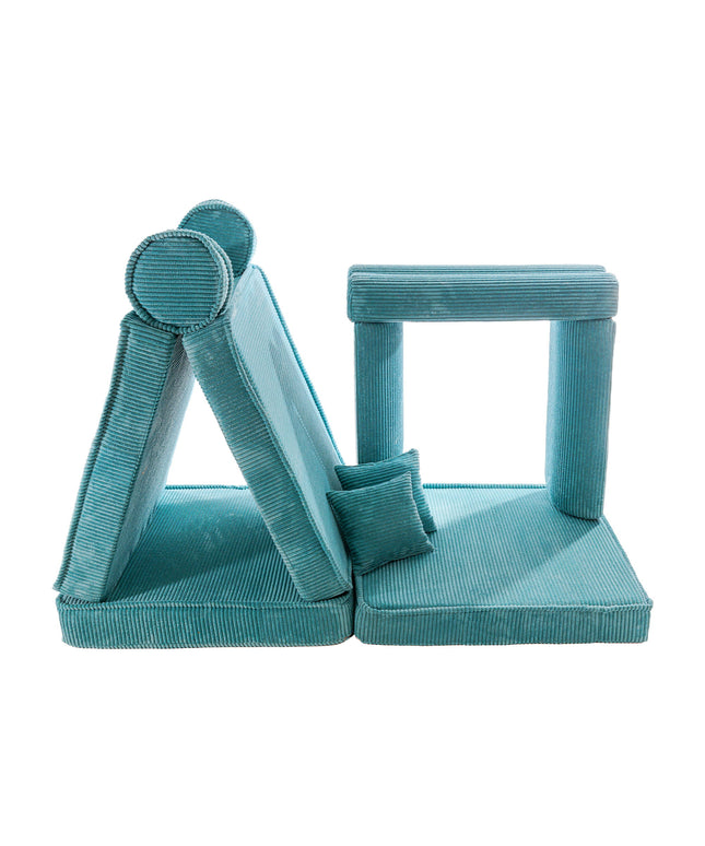 Grote modulaire sofa voor kinderen - premium ribfluweel turquoise-mercibeaucoupp.eu