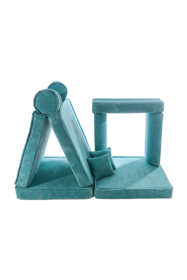 Grote modulaire sofa voor kinderen - premium ribfluweel turquoise-mercibeaucoupp.eu
