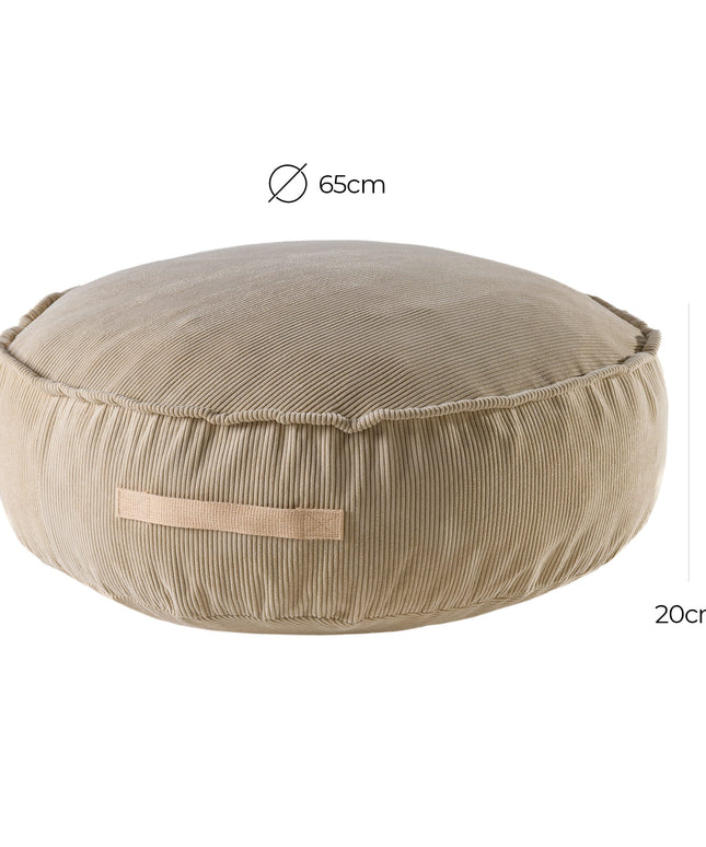 MeowBaby® Corduroy Poef Rond - Design Zitmeubelen voor Kinderen - Zand-mercibeaucoupp.eu