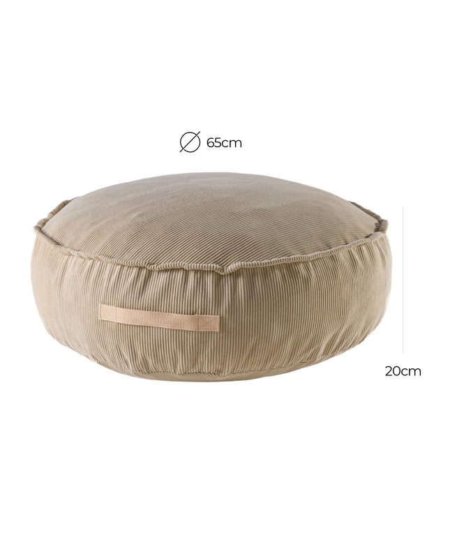 MeowBaby® Corduroy Poef Rond - Design Zitmeubelen voor Kinderen - Zand-mercibeaucoupp.eu
