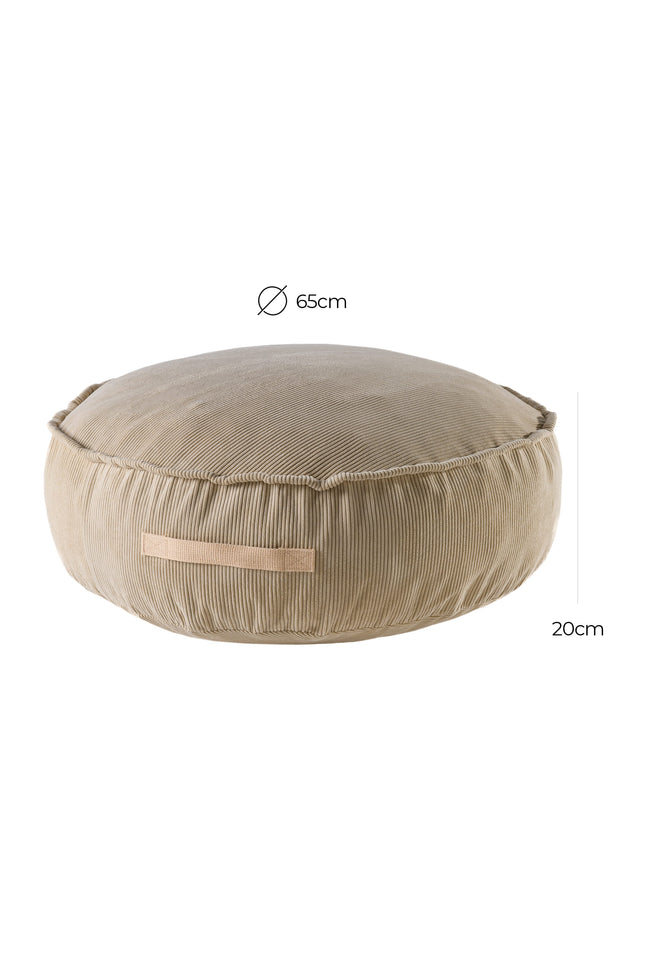 MeowBaby® Corduroy Poef Rond - Design Zitmeubelen voor Kinderen - Zand-mercibeaucoupp.eu