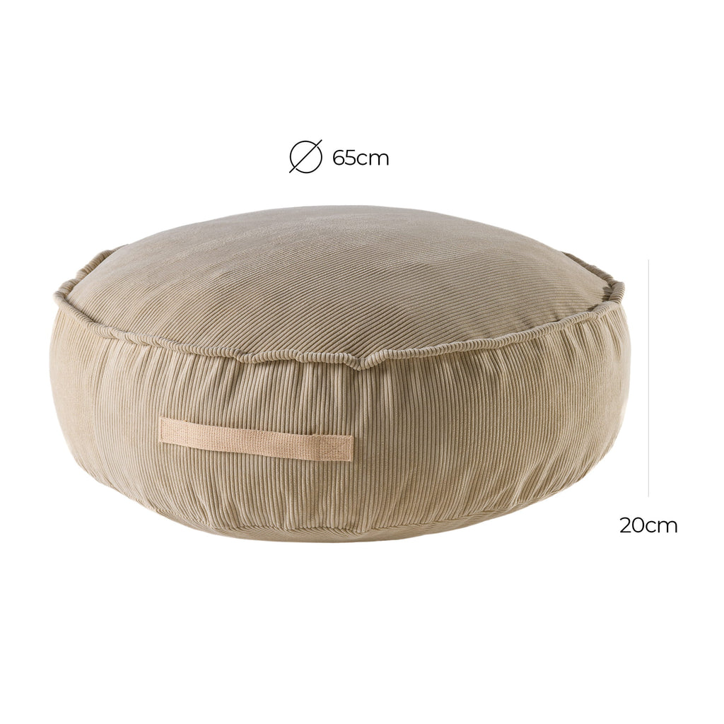 MeowBaby® Corduroy Poef Rond - Design Zitmeubelen voor Kinderen - Zand-mercibeaucoupp.eu