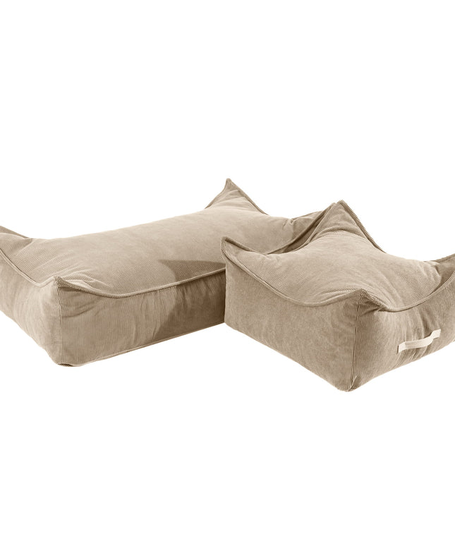 MeowBaby® Pouffe For Children, Square, Corduroy - Sand