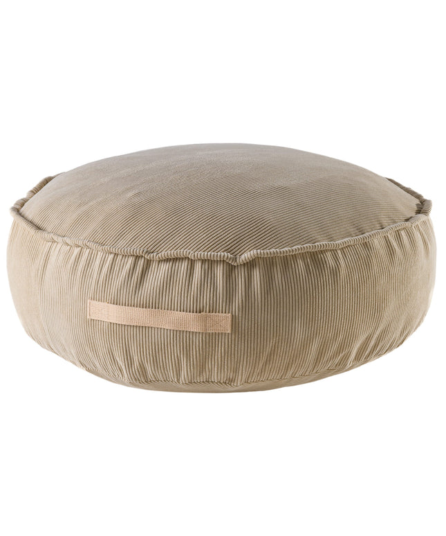 MeowBaby® Corduroy Poef Rond - Design Zitmeubelen voor Kinderen - Zand-mercibeaucoupp.eu