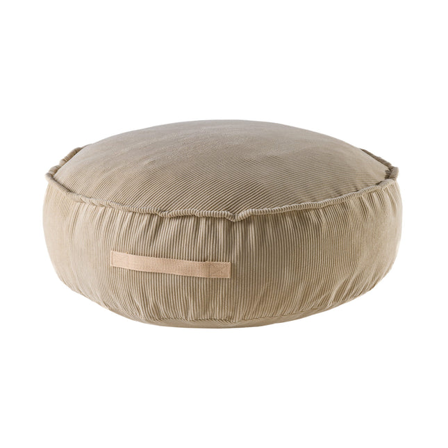 MeowBaby® Corduroy Poef Rond - Design Zitmeubelen voor Kinderen - Zand-mercibeaucoupp.eu