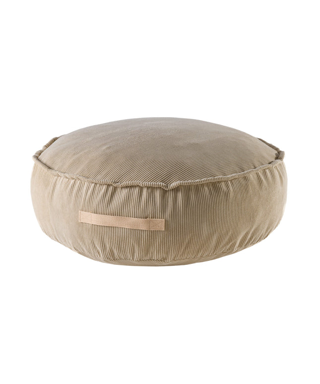 MeowBaby® Corduroy Poef Rond - Design Zitmeubelen voor Kinderen - Zand-mercibeaucoupp.eu