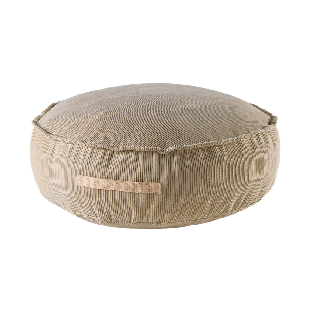 MeowBaby® Corduroy Poef Rond - Design Zitmeubelen voor Kinderen - Zand-mercibeaucoupp.eu