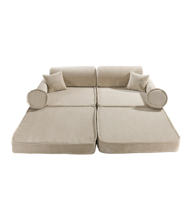 Large Modular Sofa for Kids - Premium Corduroy Ecru