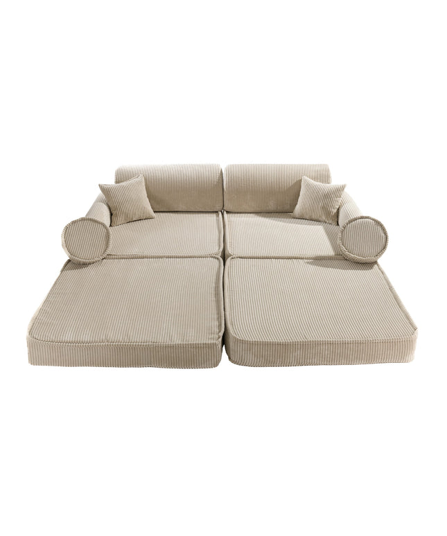 Grote modulaire sofa voor kinderen - Premium Corduroy Ecru-mercibeaucoupp.eu