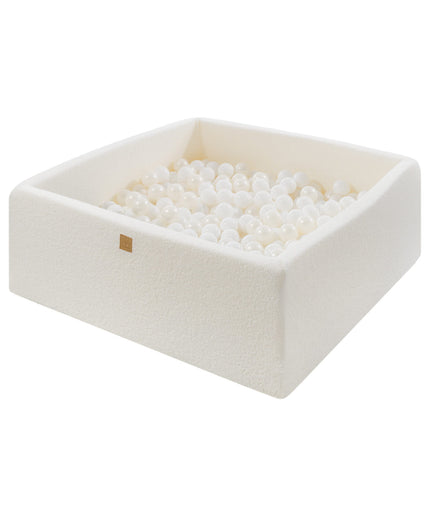 MeowBaby® Boucle Witte Vierkante Ballen Pit 110x110x40cm - 400 Witte Parel Ballen-mercibeaucoupp.eu