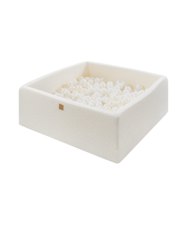MeowBaby® Boucle Witte Vierkante Ballen Pit 110x110x40cm - 400 Witte Parel Ballen-mercibeaucoupp.eu