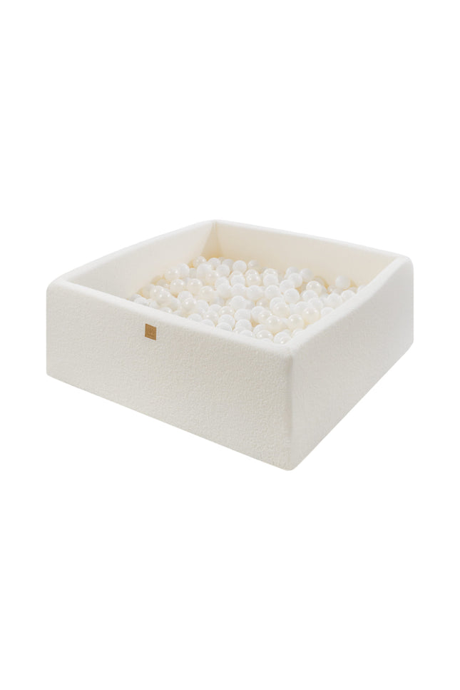 MeowBaby® Boucle Witte Vierkante Ballen Pit 110x110x40cm - 400 Witte Parel Ballen-mercibeaucoupp.eu