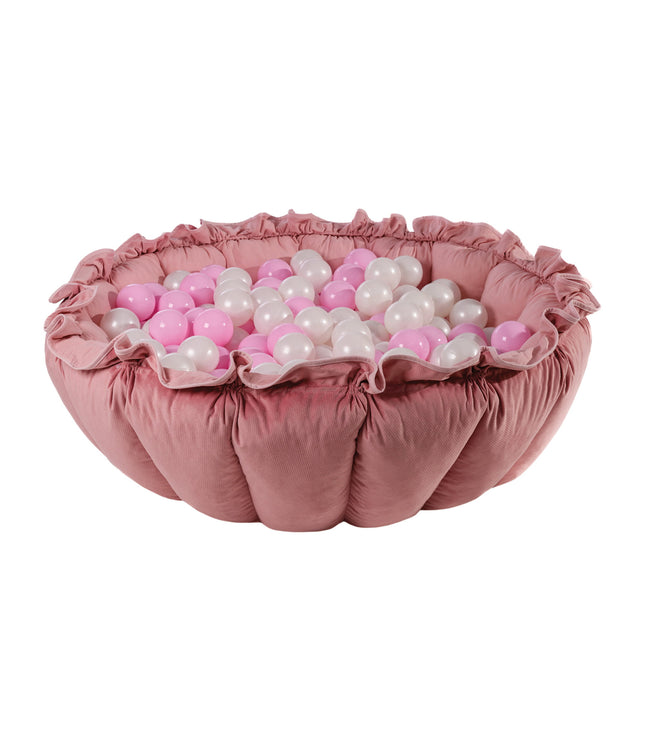 MeowBaby® Flower Play Mat with Ball Pit - Pink and White