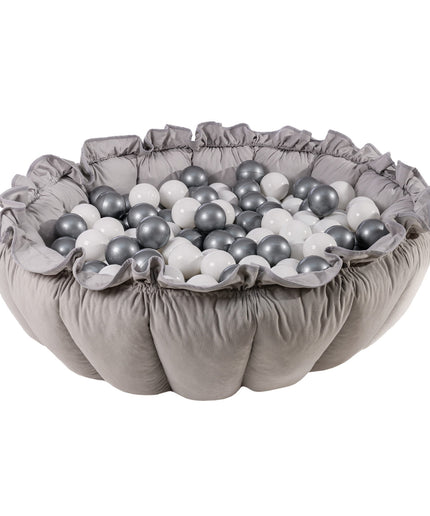 MeowBaby® Bloemen Speeltapijt met Ballenkuil - Grijs-mercibeaucoupp.eu