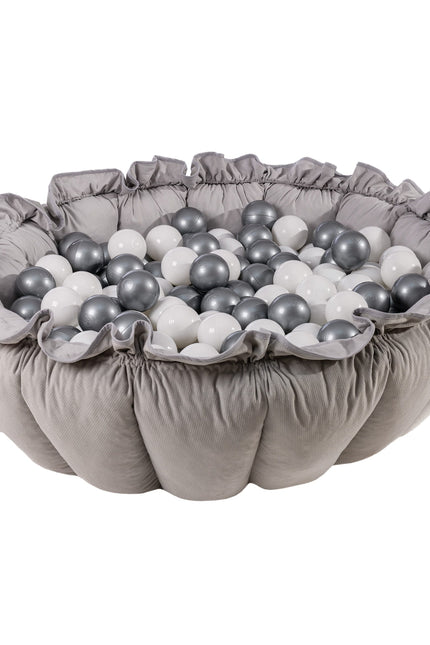 MeowBaby® Bloemen Speeltapijt met Ballenkuil - Grijs-mercibeaucoupp.eu