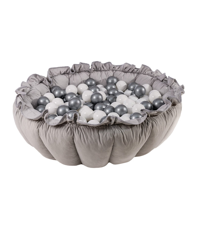 MeowBaby® Flower Play Mat with Ball Pit - Grey